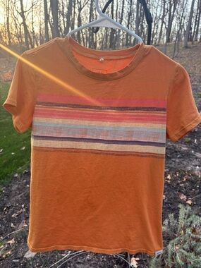 Prana Orange Short Sleeve Stripe Crew Tee (Women’s)